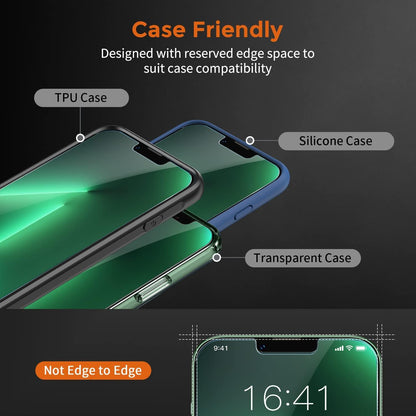 Panzer Schutz Glas iPhone 13 Pro Max 14 Plus 3er Pack 9H Härte Stickfolie