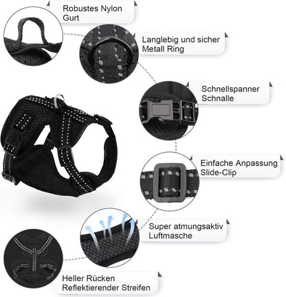 Supet Katzengeschirr und Leine Set Fluchtsicher Schwarz M