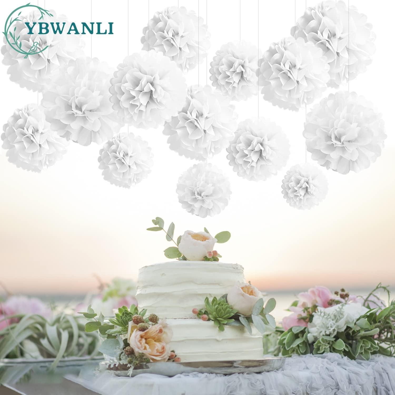 24er Pompons Deko Weiß Hochzeit Taufe Kommunion Geburtstag Valentinstag