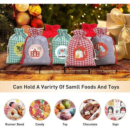 Adventskalender Weihnachtselemente 24 Beuteln Holzklammern