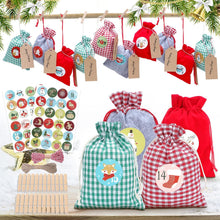 24 Weihnachts-Adventskalender Geschenktüten DIY-Set