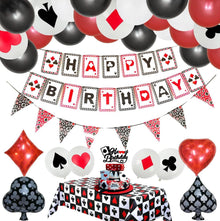 Casino Party Dekoration Set: Poker Banner Flagge Ballons Tischdecke