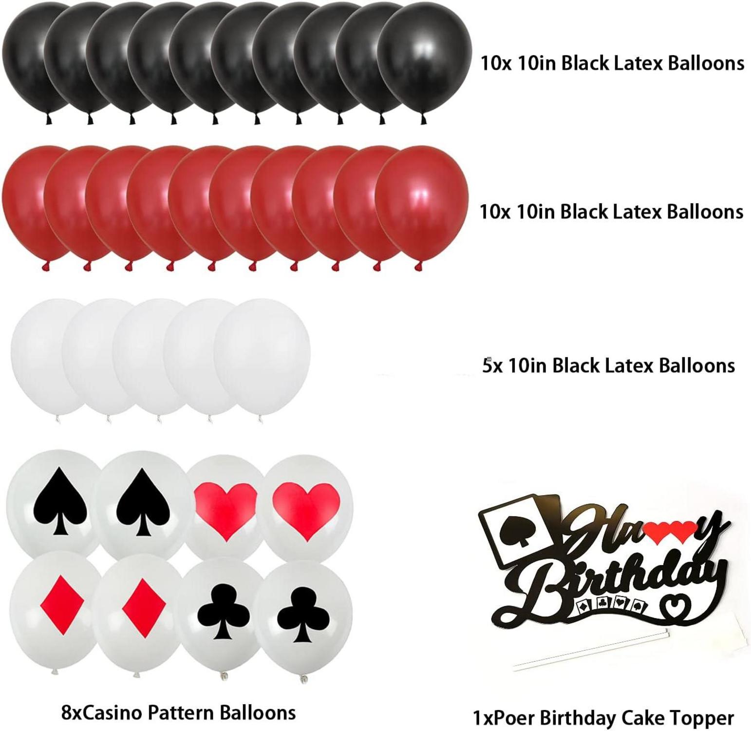 Casino Party Dekoration Set: Poker Banner Flagge Ballons Tischdecke