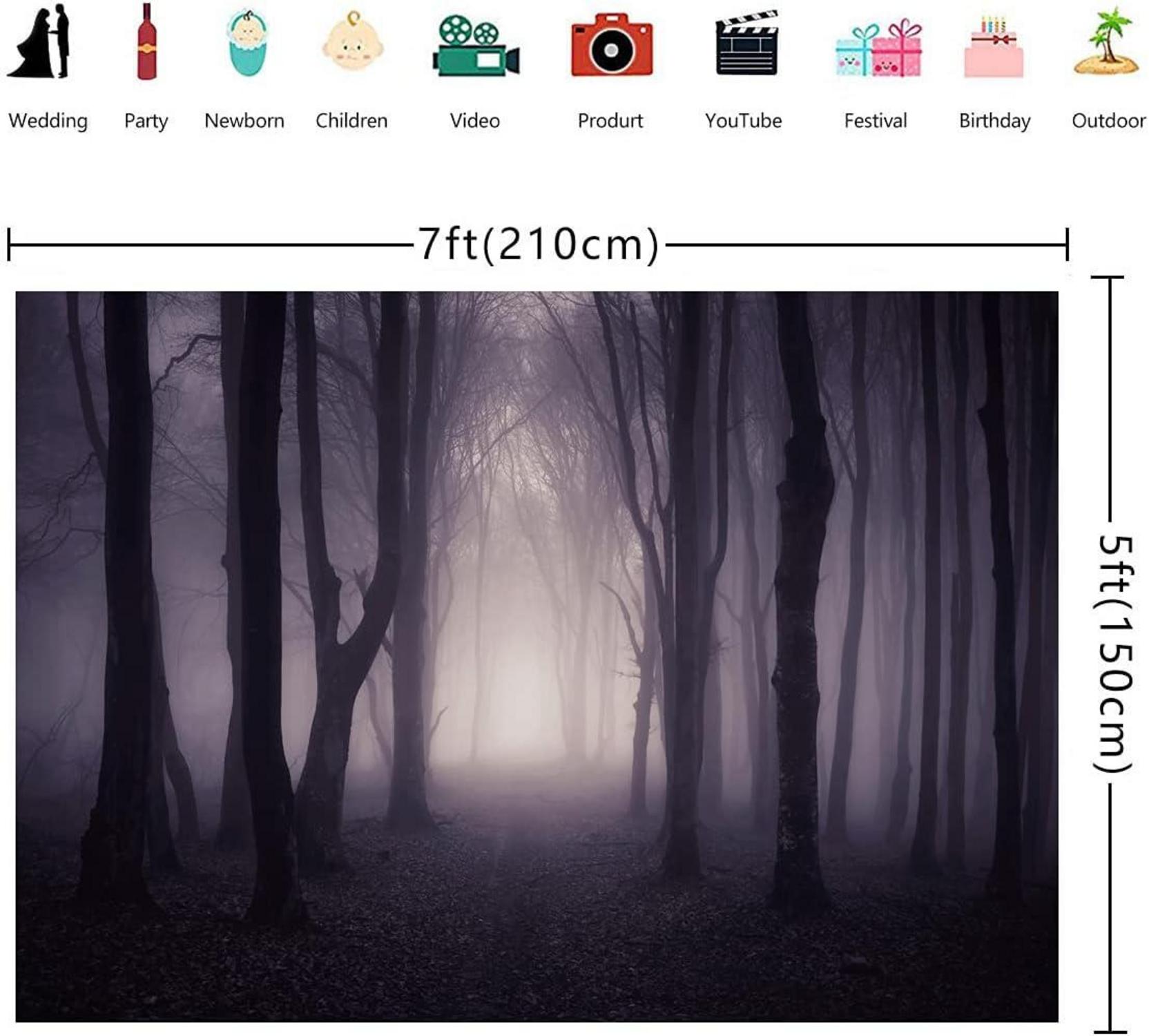 Halloween Nebel Dunkler Wald Fotografie Hintergrund 210x150cm