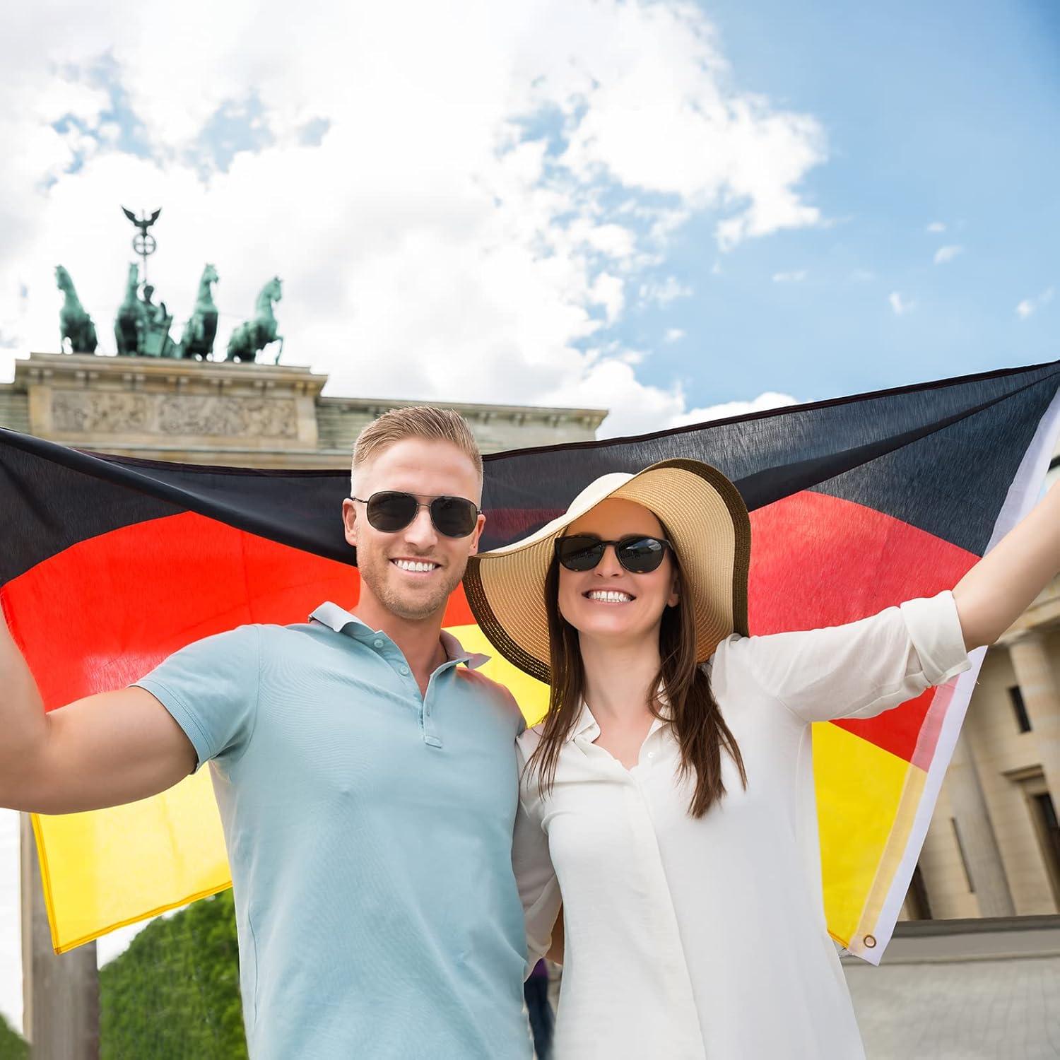 Deutsche Flagge 90x150cm Wetterfest mit Messingösen für Dekoration & Sport