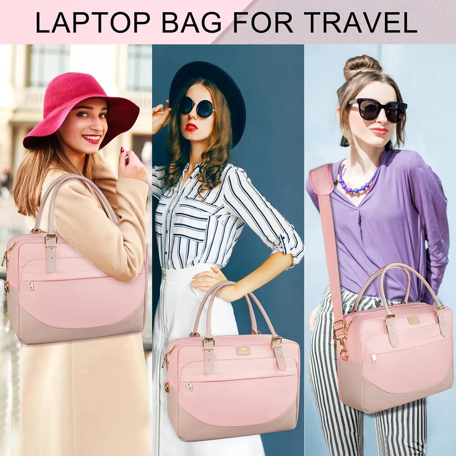 MATEIN Laptoptasche Damen Umhängetasche Business Aktentasche 15,6 Zoll Pink