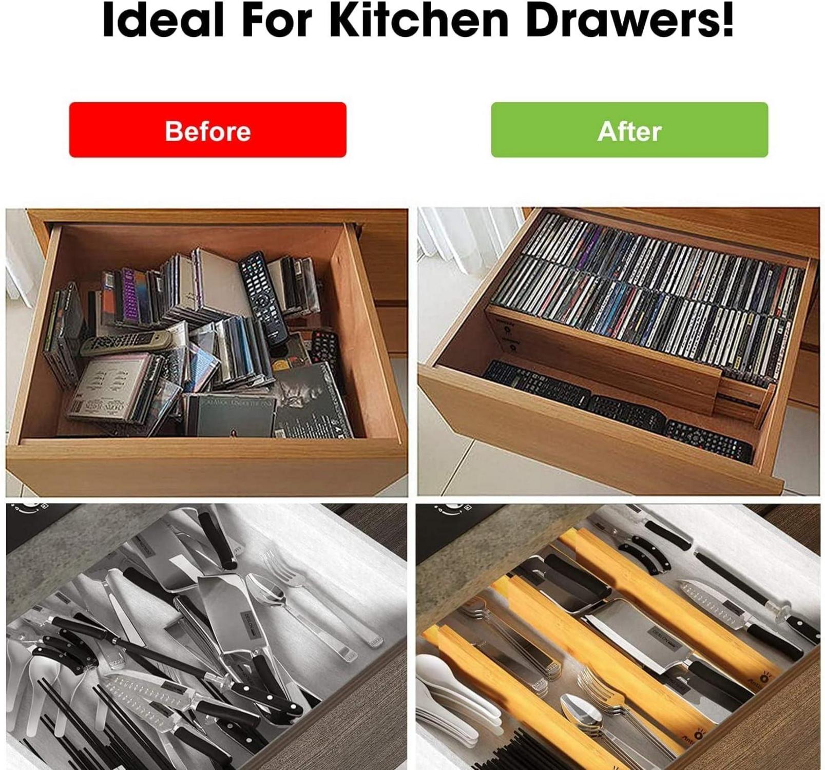 Schubladentrenner Bambus Verstellbar 10-teilig - Küche Schlafzimmer Organizer