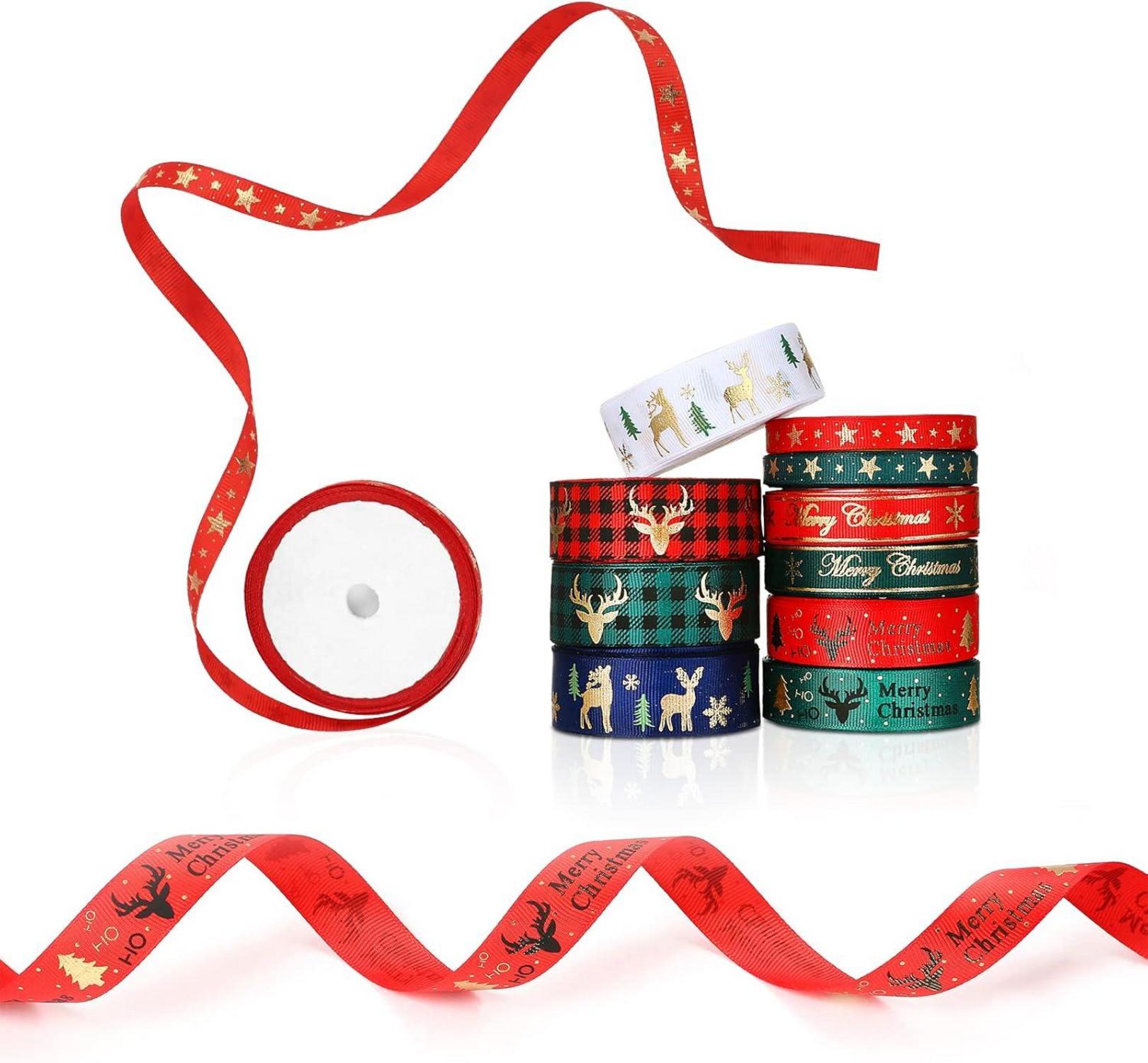 Weihnachts Geschenkband Set 10 Rollen Schleifenband 5 Yards