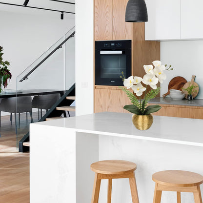 Kunstblumen Orchideen Deko Phalaenopsis Goldfarben Topf 33cm