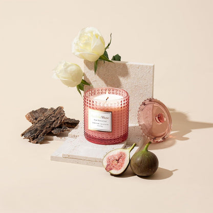 Damaszener Rose Duftkerze im Glas 285g - Florales Aroma, 75 Std Brenndauer, Geschenk