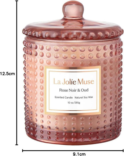 Damaszener Rose Duftkerze im Glas 285g - Florales Aroma, 75 Std Brenndauer, Geschenk