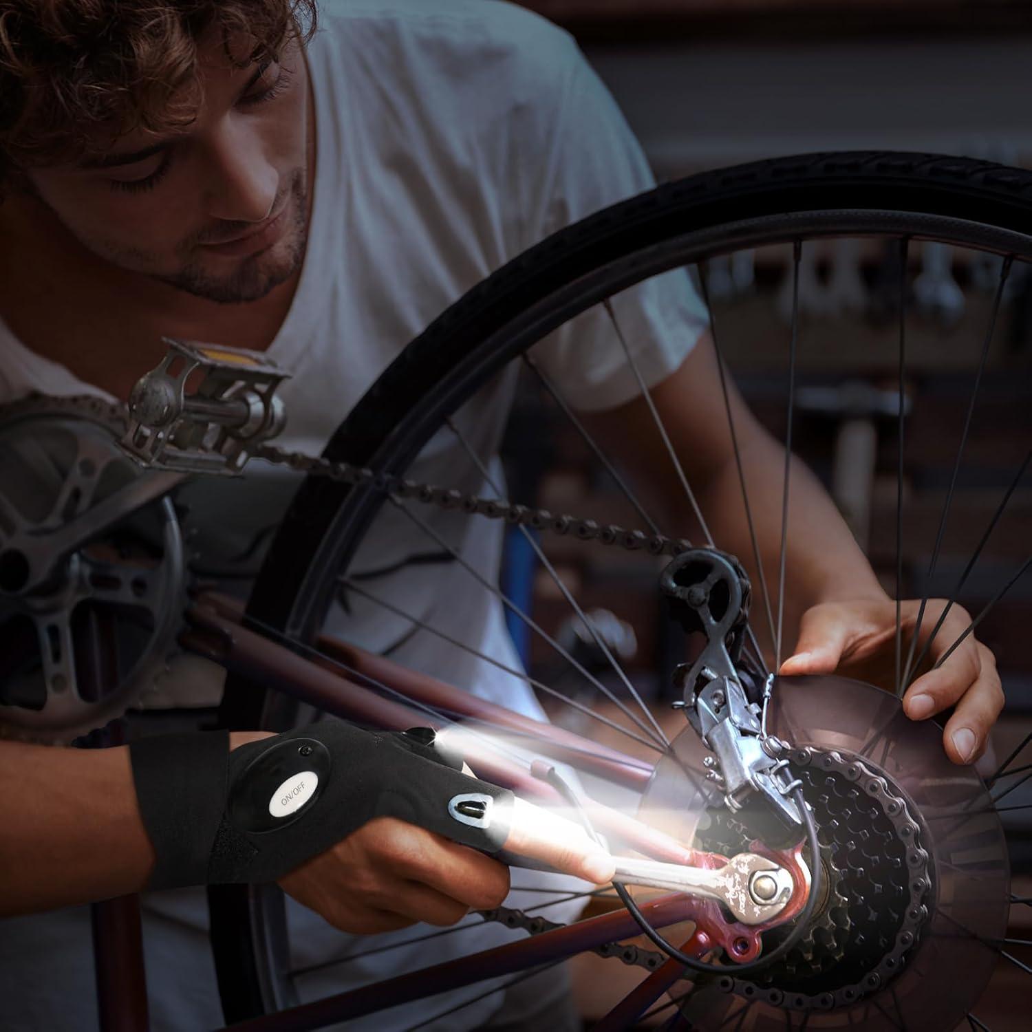 LED Handschuhe mit Licht, Fingerlose Gadgets für Männer, Schwarz