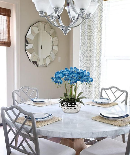 Künstliche Orchideen Phalaenopsis Kunstblumen 44CM Blau im Keramiktopf