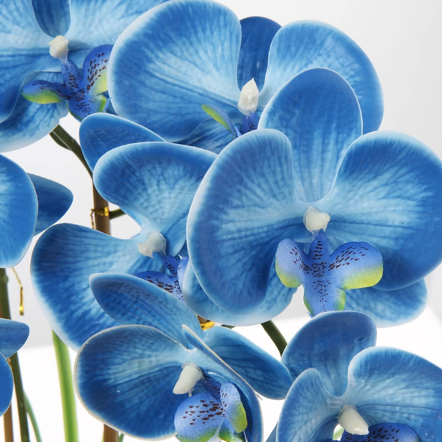 Künstliche Orchidee Phalaenopsis 44CM Blaue Deko Kunstblume Bonsai