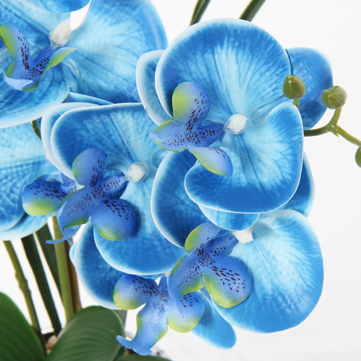 Kunstblume Orchidee Blau künstlich im Keramiktopf 49cm