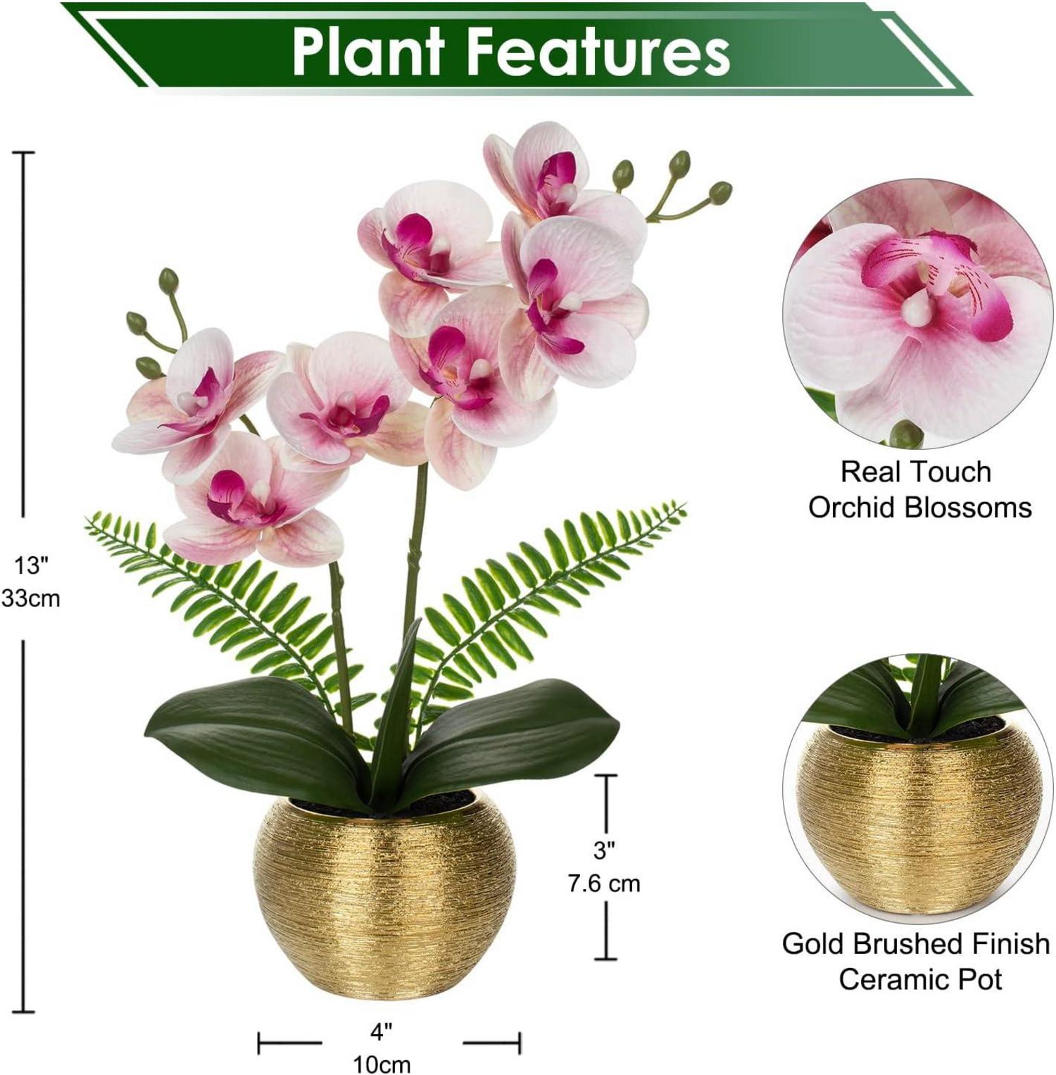 Kunstblumen Orchidee Künstliche Blumen Deko Goldfarben Topf