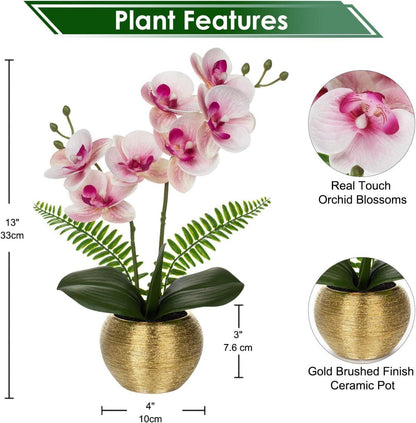 Kunstblumen Orchidee Künstliche Blumen Deko Goldfarben Topf