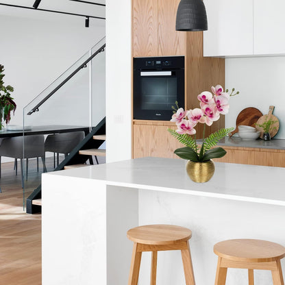 Kunstblume Orchidee künstlich Deko Blumen Goldfarben 33cm