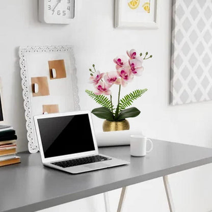 Kunstblumen Orchidee Künstlich Blumen Deko Phalaenopsis Goldfarben