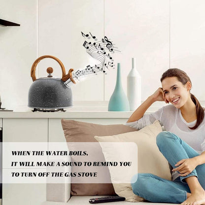 Webao Teekessel Flötenkessel Induktion 2.5L Edelstahl mit Holzmasergriff