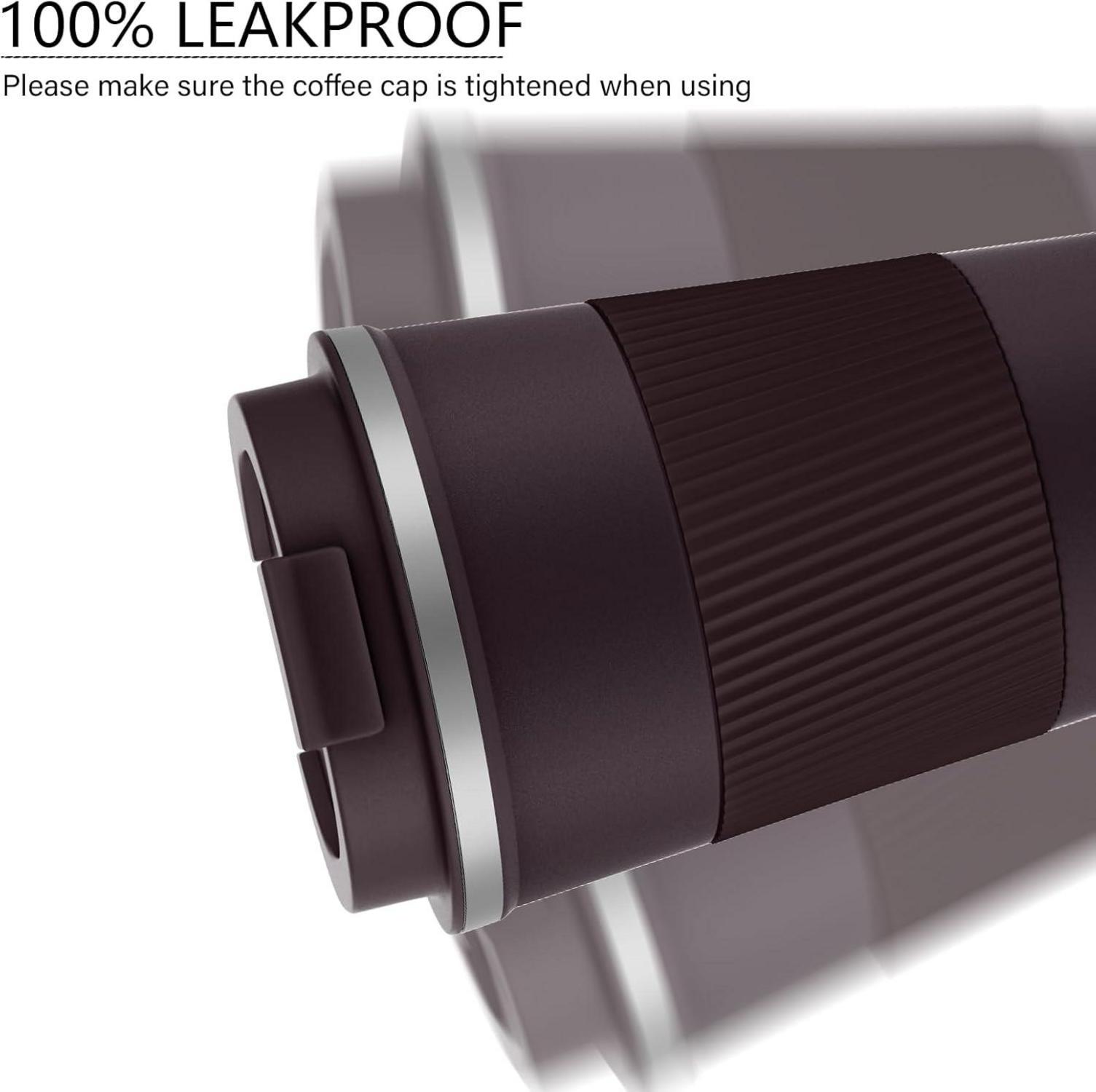 MOMSIV Thermobecher 380ml Edelstahl Travel Mug Braun Isolierbecher