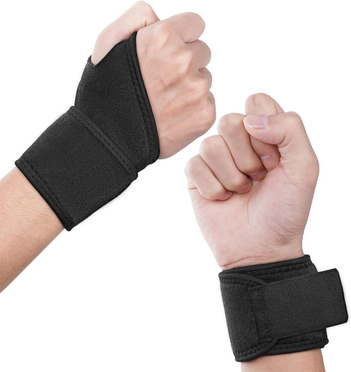 Handgelenkbandage 2er Set mit Klettverschluss Schwarz atmungsaktiv