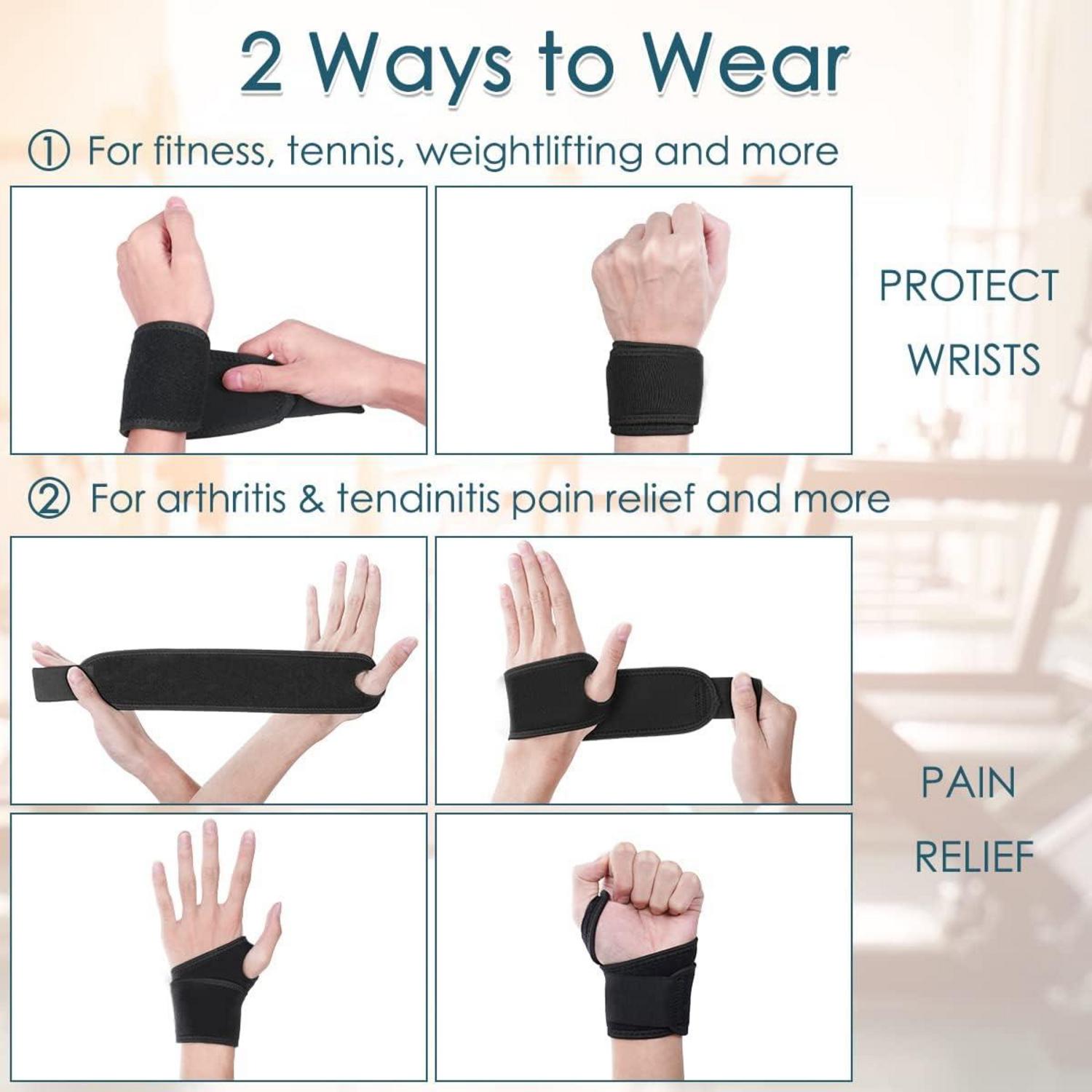 Handgelenkbandage 2er Set Schwarz atmungsaktiv für Damen und Herren