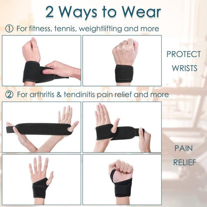 Handgelenkbandage 2er Set Schwarz atmungsaktiv für Damen und Herren