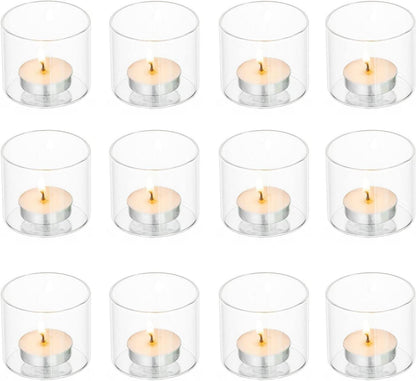 Teelichthalter Glas klar Votivkerzenhalter Set 12er Tischdeko 5,7x5cm