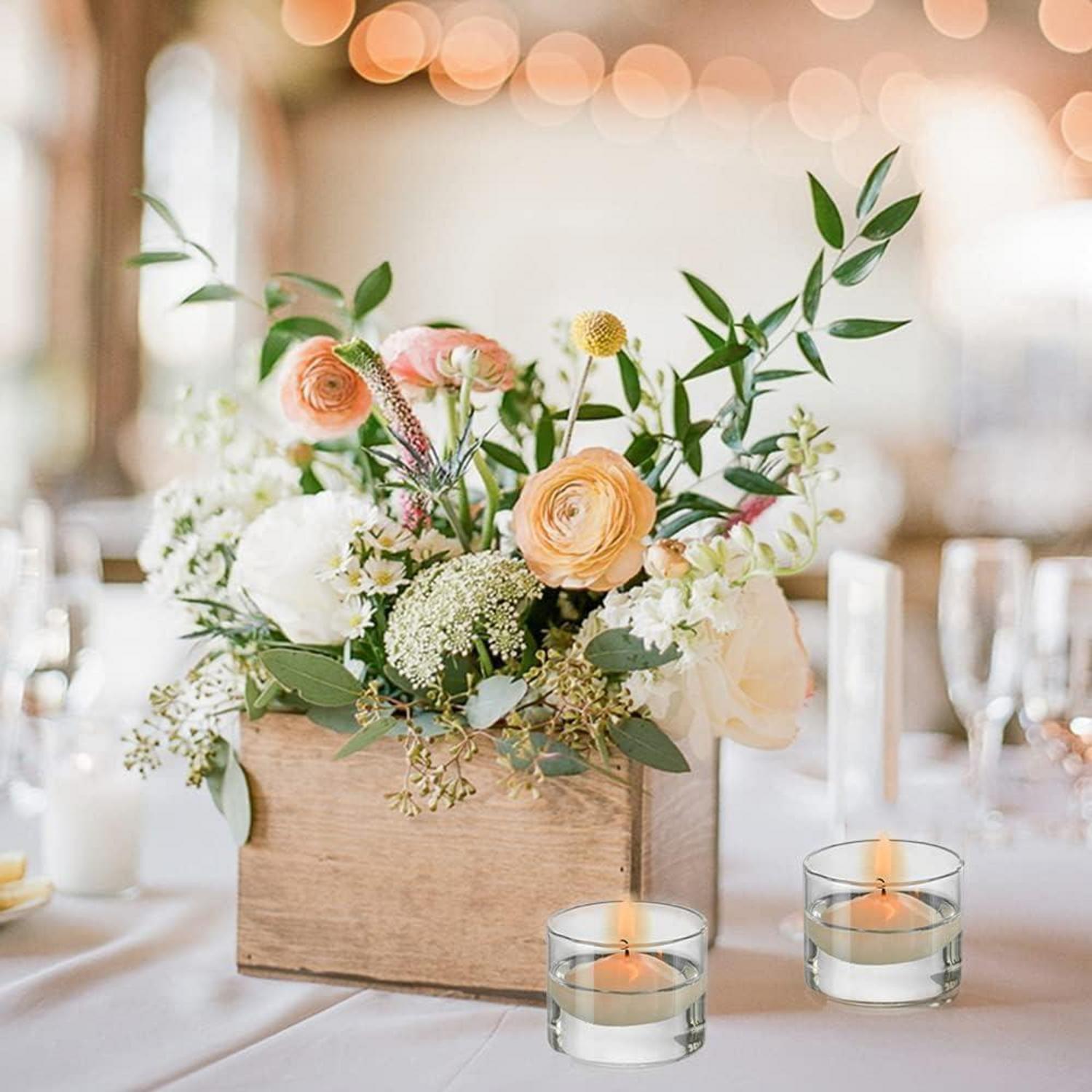 Romadedi Teelichthalter Glas klar Votivkerzenhalter Set 12er - Hochzeit Party Weihnachten Tischdeko