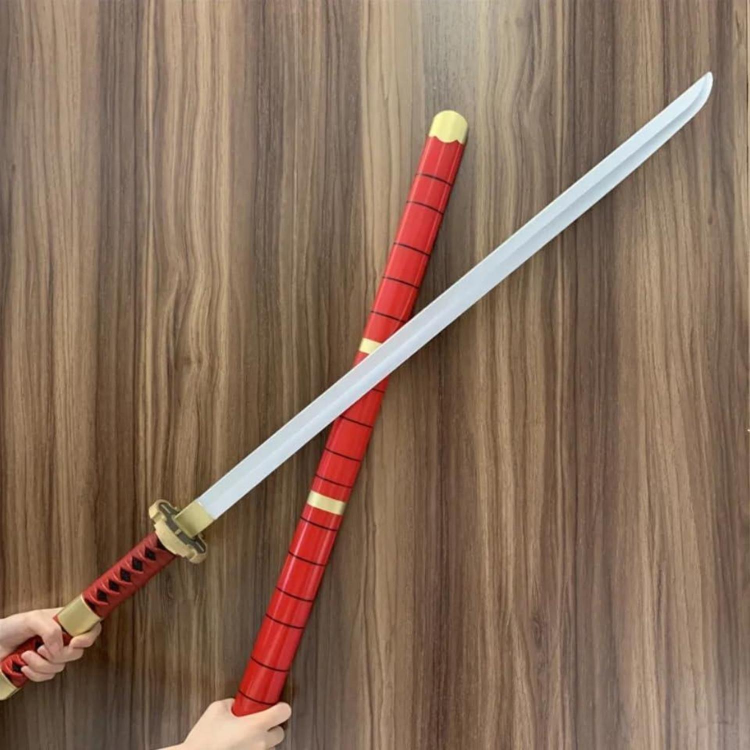 Halloween Cosplay Roronoa Zoro Katana Sword Samurai Ninja Prop Red