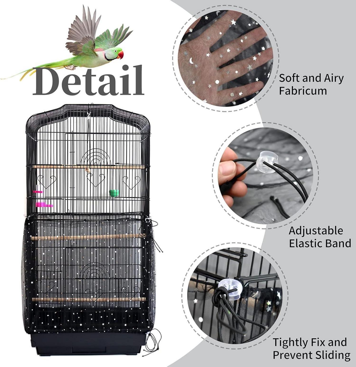 2er Set Einstellbare Vogelkäfigabdeckung in Weiß und Schwarz