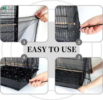 2 Stück Einstellbar Vogelkäfig Abdeckung Schwarz Weiß Pailletten 78,7