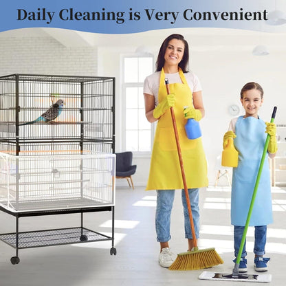 Mngren 2er Set Vogelkäfig Abdeckung Samenfänger Kordelzug Kleintiere Netz