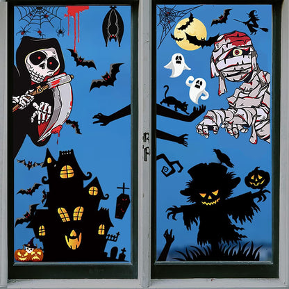 Halloween Fenster Aufkleber Dekoration 55stk Wasserdicht Selbstklebend