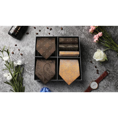 XXL Krawattenset 3 Krawatten mit Einstecktuch in Box