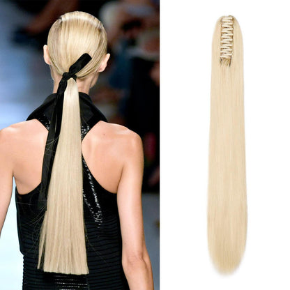 Pferdeschwanz Haarverlängerung Bleich Blond 55cm Synthetik