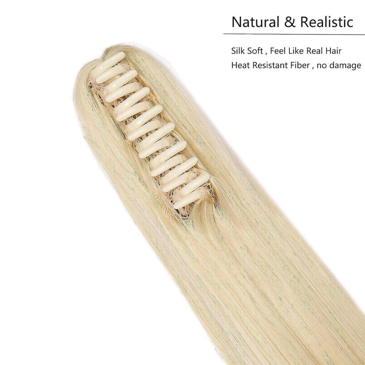 Pferdeschwanz Haarverlängerung Bleich Blond 55cm Synthetik