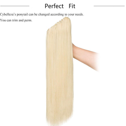 Pferdeschwanz Haarverlängerung Bleich Blond 55cm Synthetik
