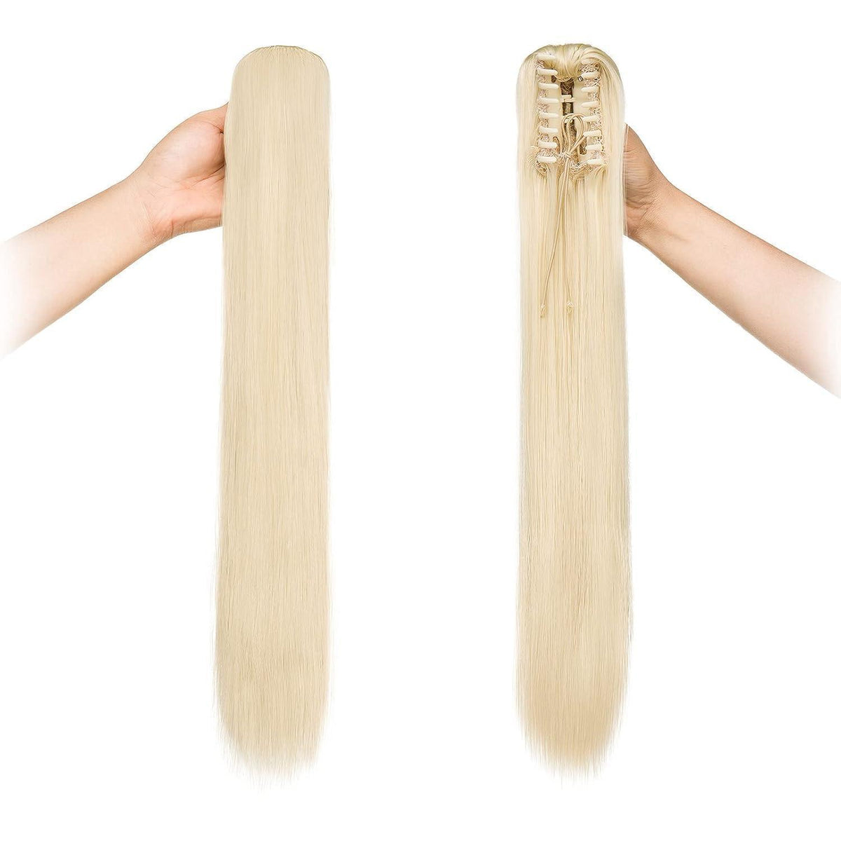 Pferdeschwanz Haarverlängerung Bleich Blond 55cm Synthetik