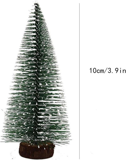 10er Set Mini Weihnachtsbäume mit Schnee-Effekt und