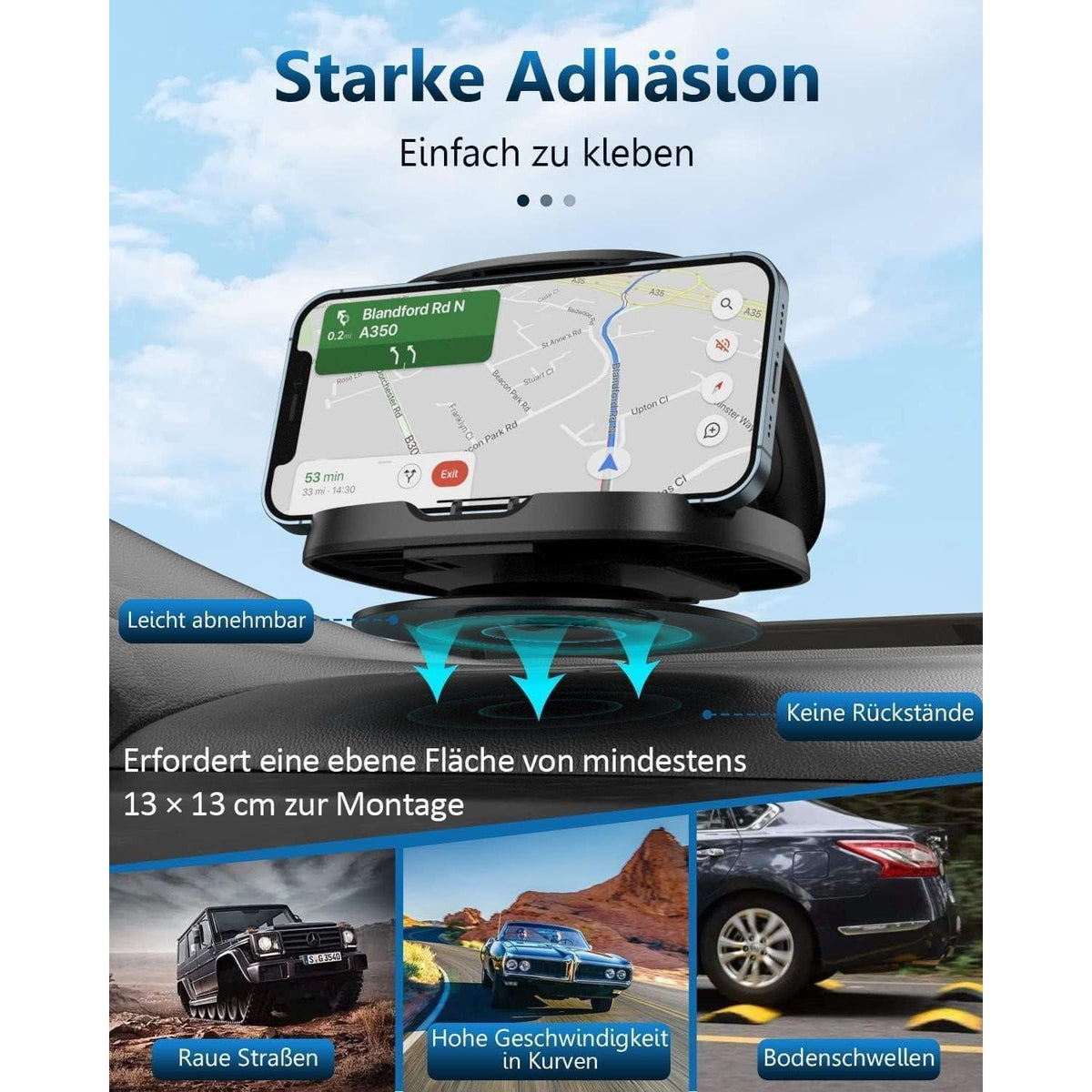 360° Drehbar Handyhalterung Auto mit Klebesockel