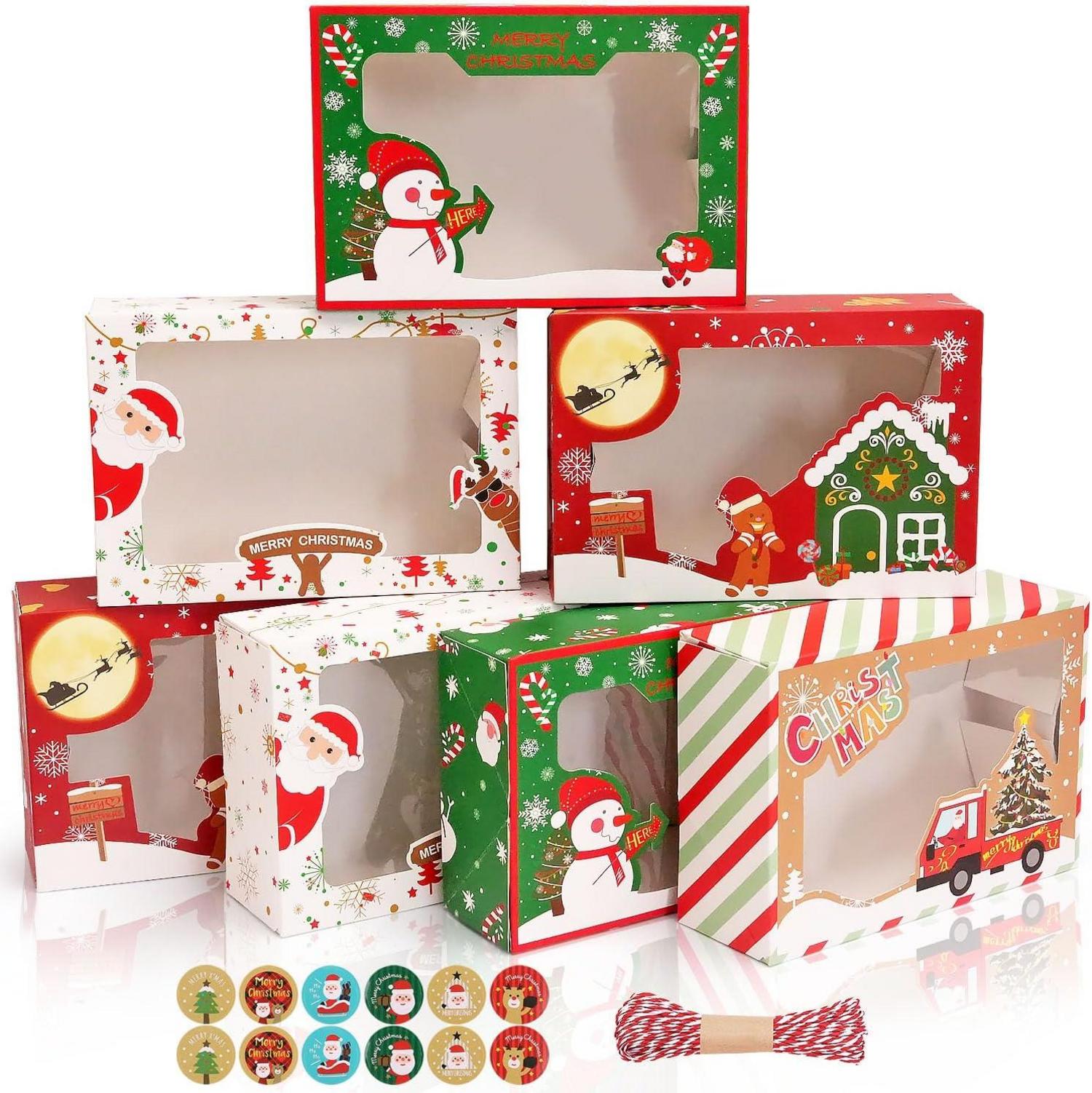 Weihnachts-Kraft-Keksdosen-Set 12er Pack, Transparentes