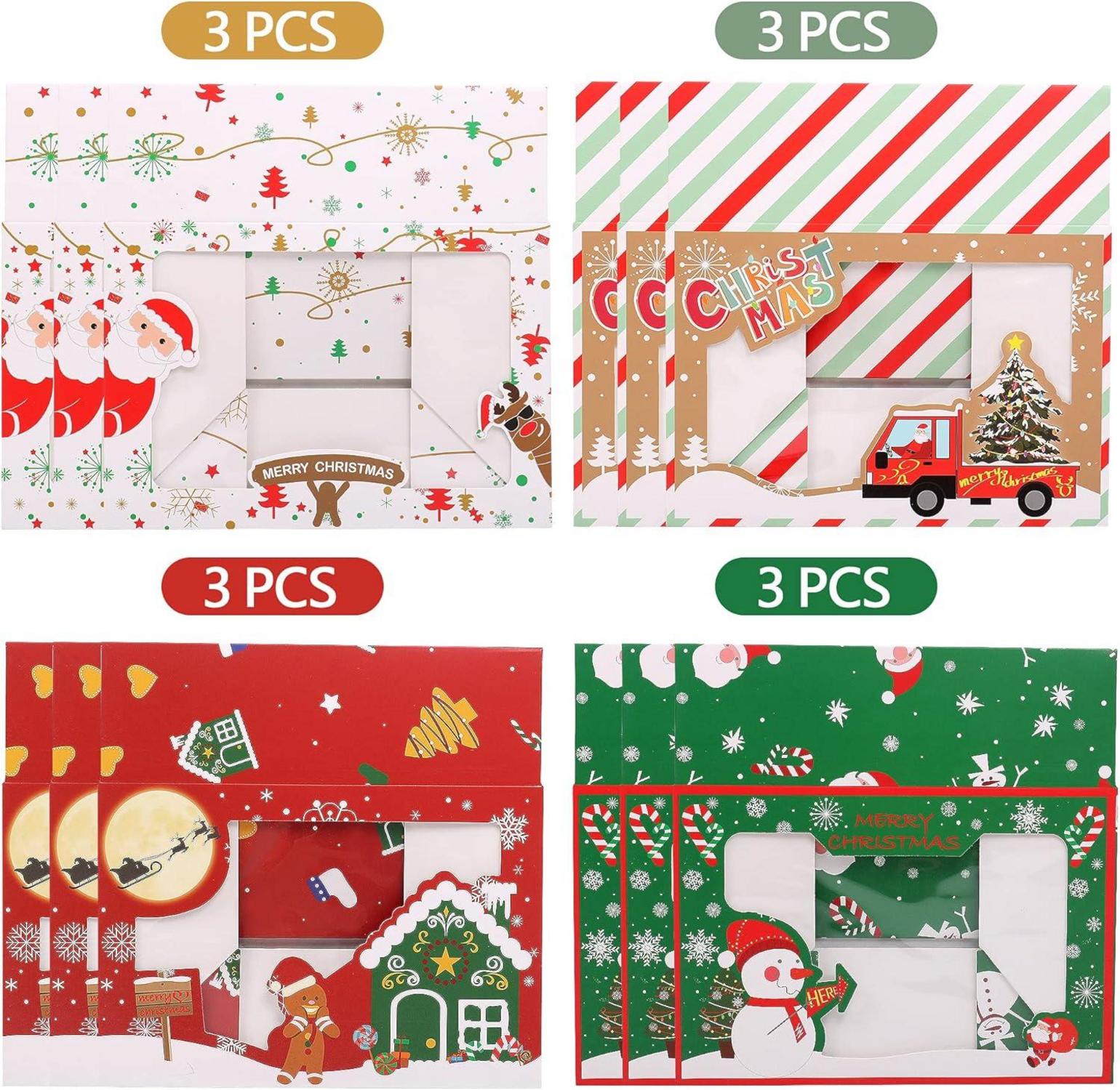 Weihnachts-Keksdosen Boxen 12er Set Fenster Aufkleber Seil 22.5x15.5x7CM