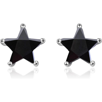 Sterne Ohrstecker 925 Silber Schwarz - Damen Mädchen Schmuck