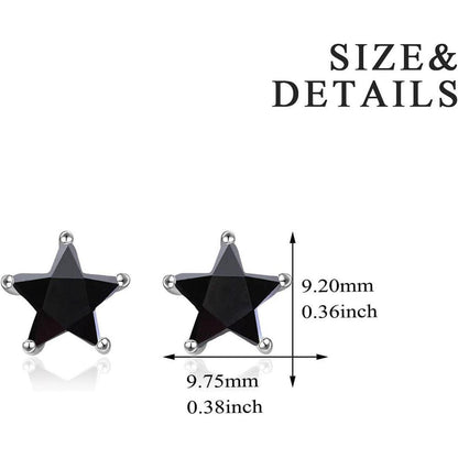 Sterne Ohrstecker 925 Silber Schwarz - Damen Mädchen Schmuck