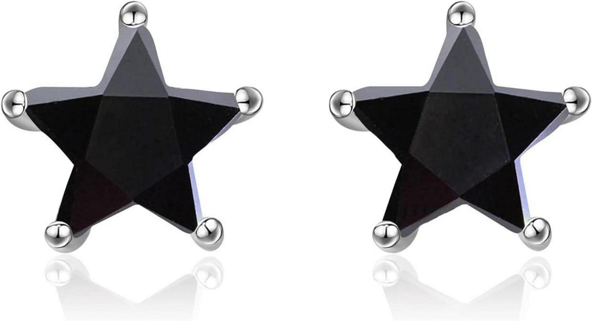 Sterne Ohrringe Ohrstecker 925 Sterling Silber Schwarz