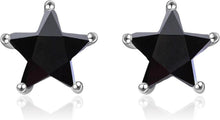 Sterne Ohrringe Ohrstecker 925 Sterling Silber Schwarz