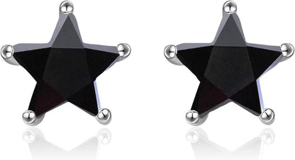Sterne Ohrringe Ohrstecker 925 Sterling Silber Schwarz