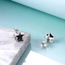 Sterne Ohrstecker 925 Silber Schwarz - Damen Mädchen Schmuck